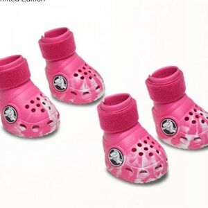CROCS Pink Tie-Dye Dog Booties with Velcro Anklets